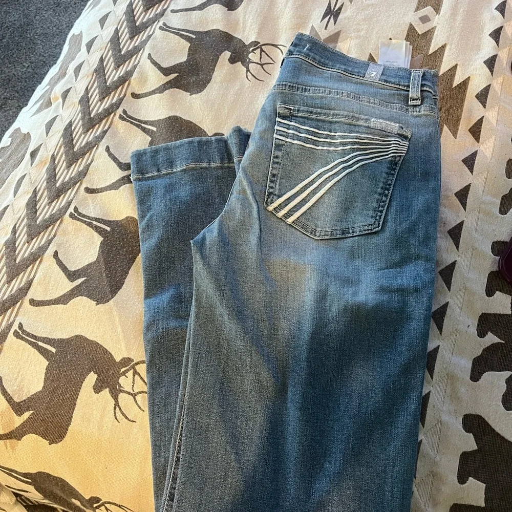 7 For All Mankind Blue Flare Jeans - Picture 2 of 3